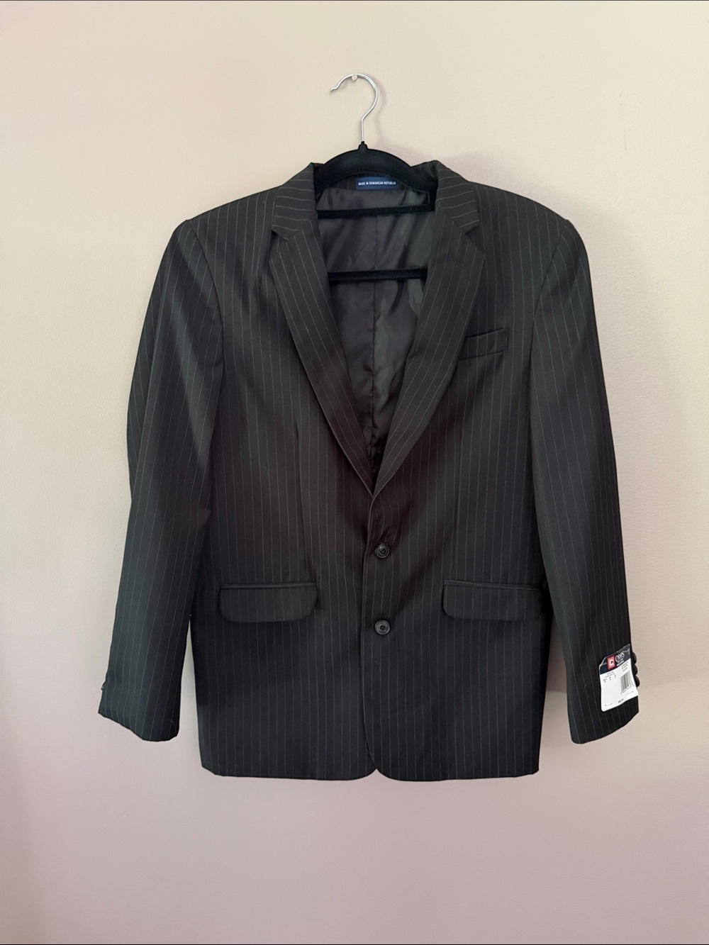 Chaps Men's Black Pinstripe Two-Button Suit Jacket